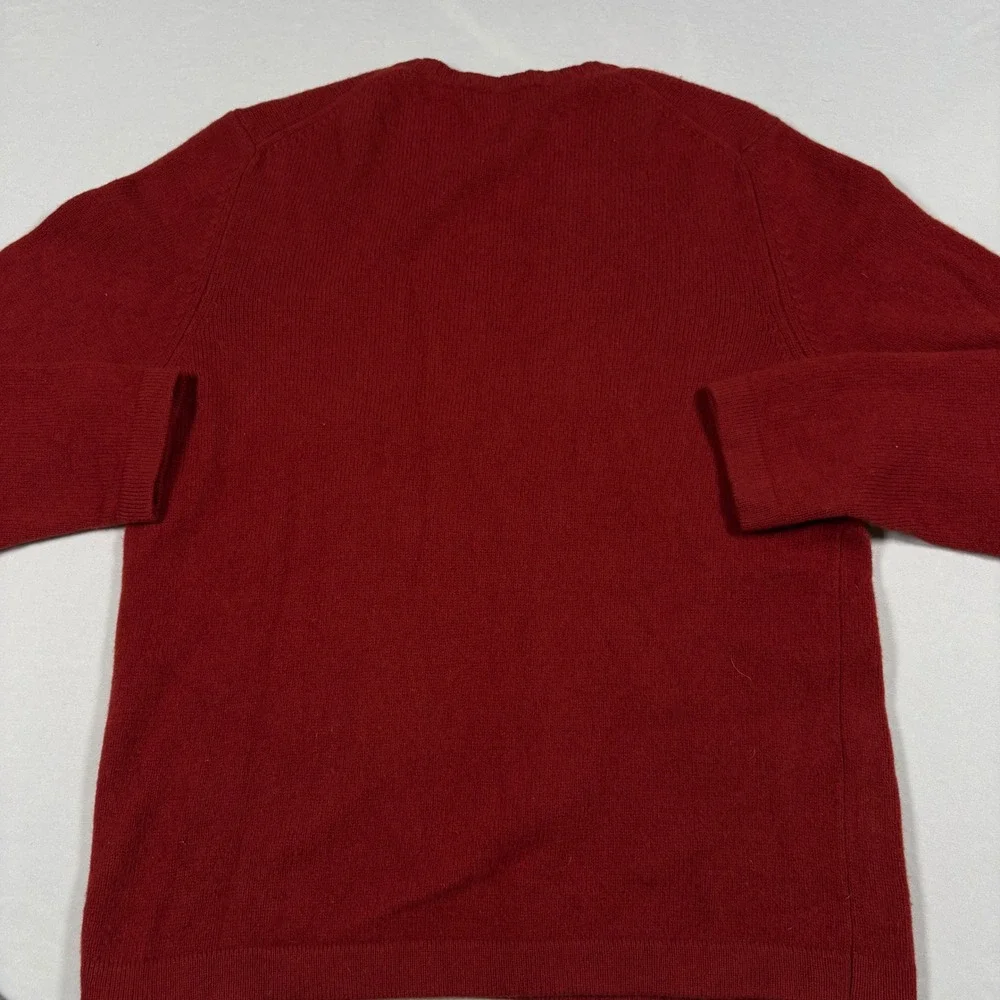 Brooks Sport Sweater Mens XL V-Neck Red Lambswool Cashmere EUC